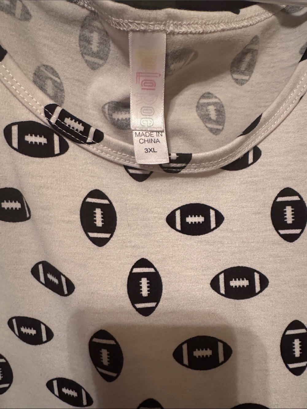 LuLaRoe White Top with Black Football Print